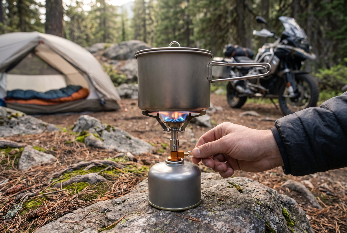 Outdoor kamp alanında kullanılan taşınabilir kamp ocağı