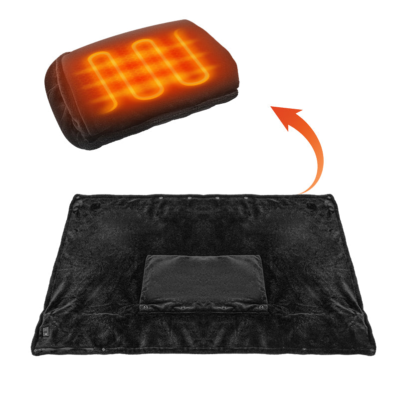 USB Isıtmalı Polar Outdoor Şal & Kamp Battaniyesi – Siyah
