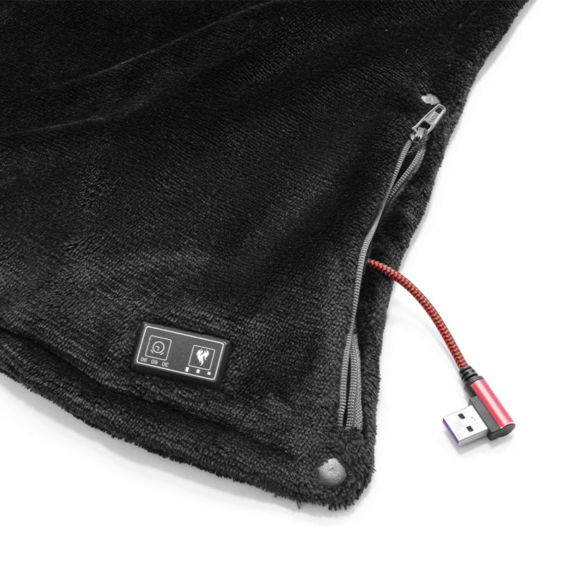 USB Isıtmalı Polar Outdoor Şal & Kamp Battaniyesi – Siyah