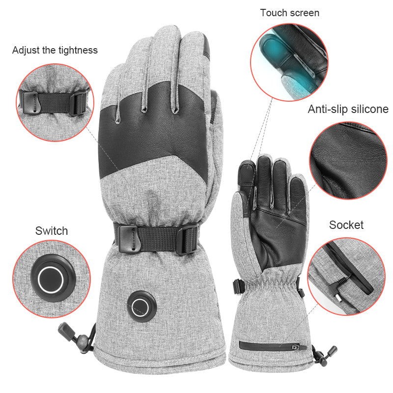 Dokunmatik Ekran Uyumlu Isıtmalı Outdoor Eldiven – Gri